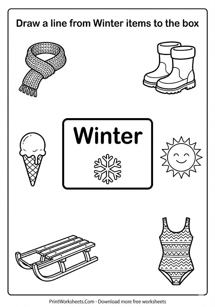 Winter vs summer sorting logic worksheet