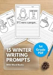 Free winter writing prompts for 1st grade with word banks pack