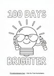 100 Days Brighter 100th day coloring sheet