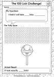 100th Day of School 100 licks challenge worksheet