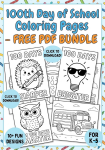 100th Day of School Coloring Pages Free | Printable & Fun Activity Bundle - Worksheet Image