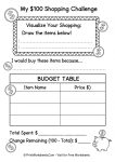 100th day of school 100 dollar shopping challenge budget worksheet