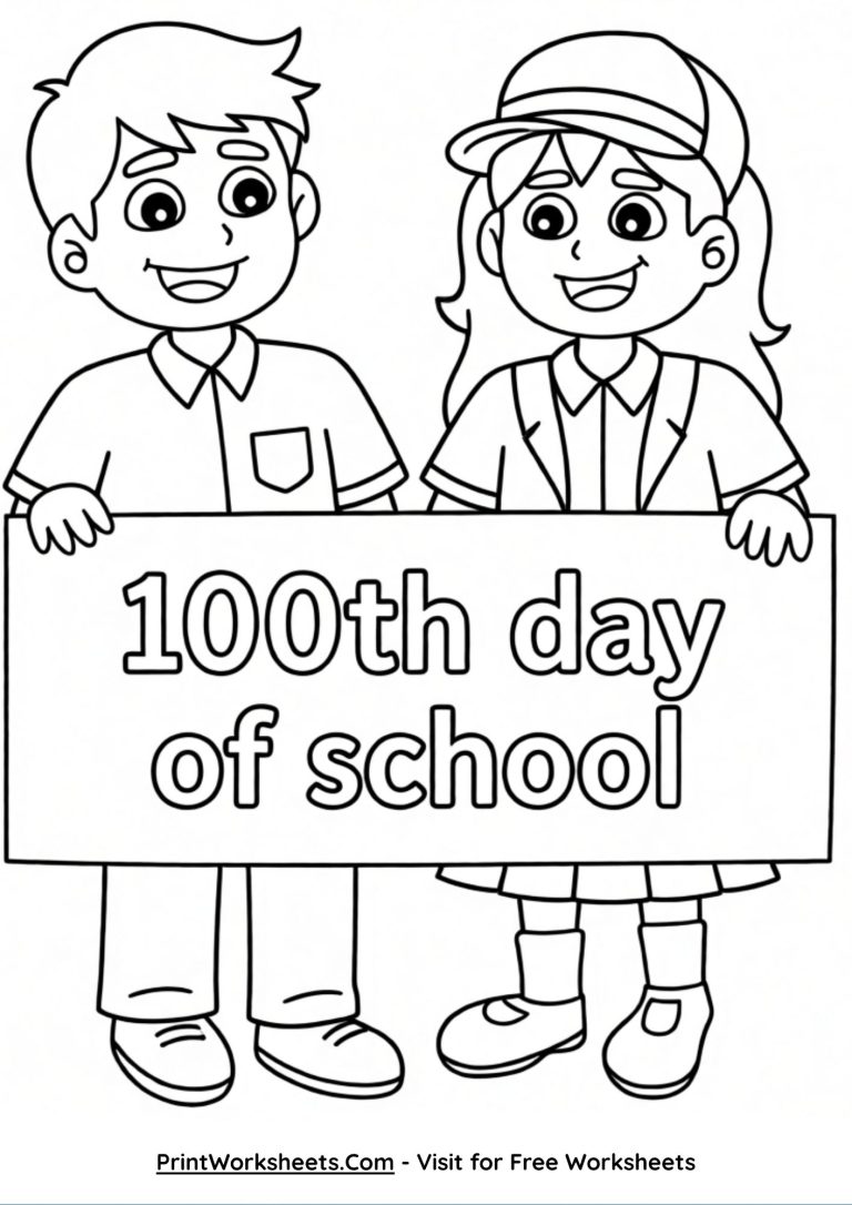 100th day of school design coloring page