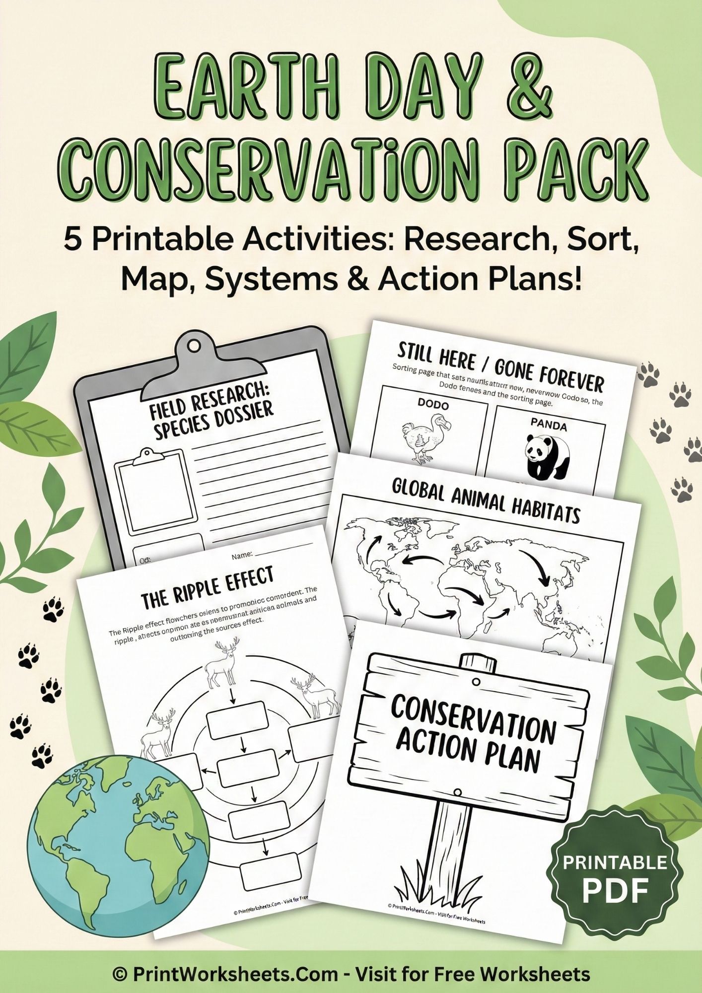 Earth Day Worksheet - Free Endangered Animals Worksheets for Earth Day Activities PDF | Free Printable