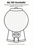 100th Day of School gumball machine counting craft printable