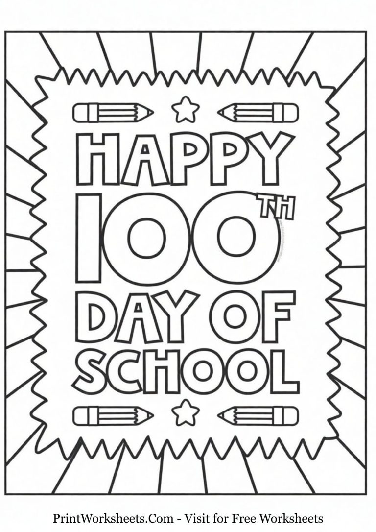 Happy 100th Day of School Coloring Page