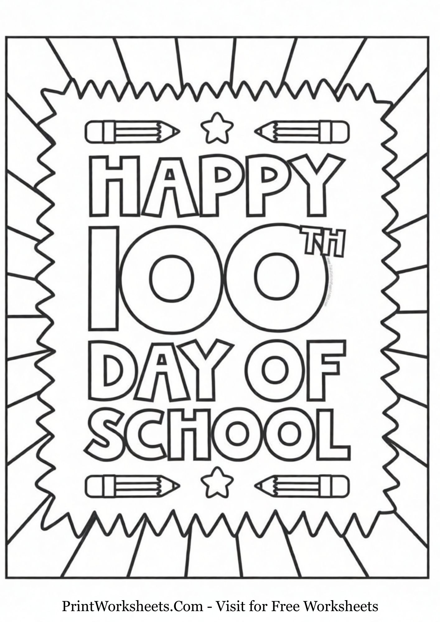 100th Day of School Coloring Pages Free Printable PDF Bundle