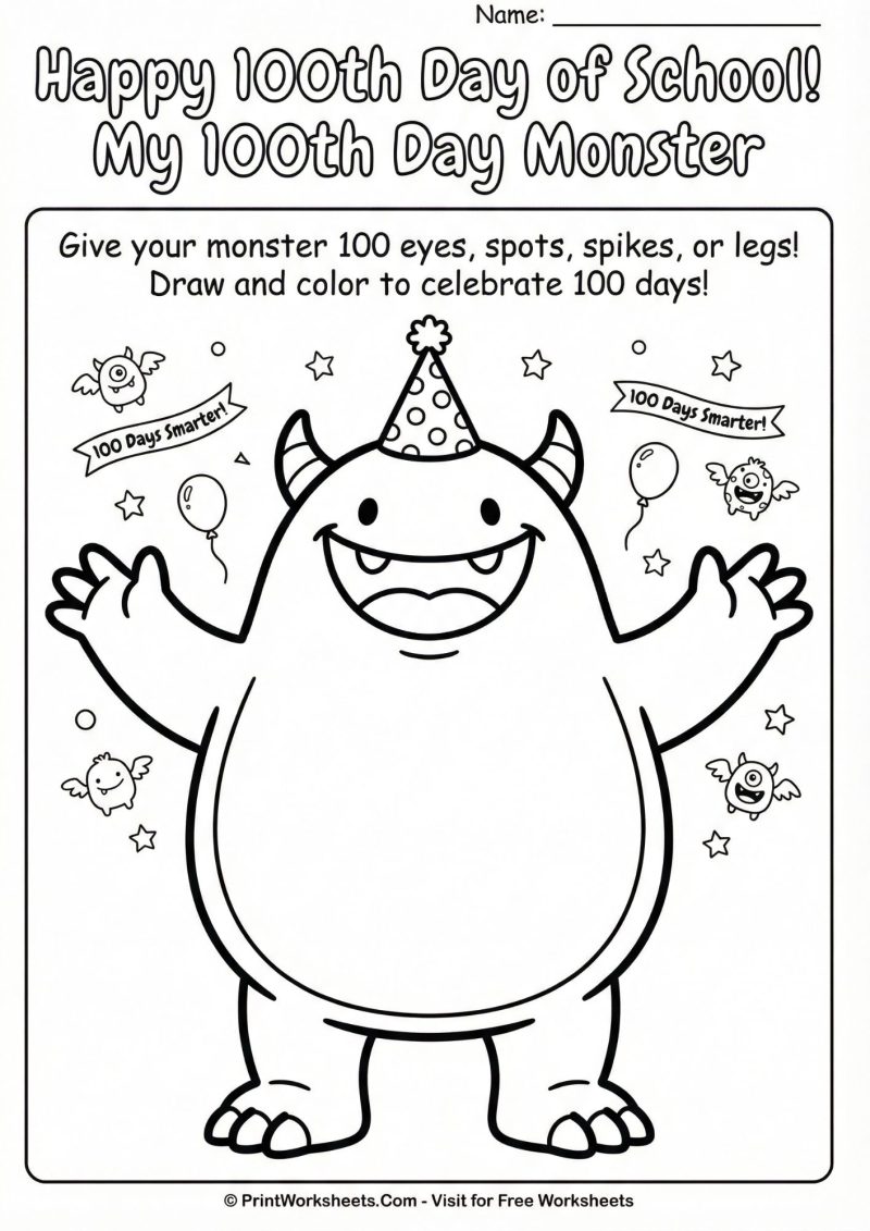 100th Day of School Kindergarten Activities (No Prep PDF)