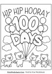 Hip Hip Hooray 100 days of school coloring sheet