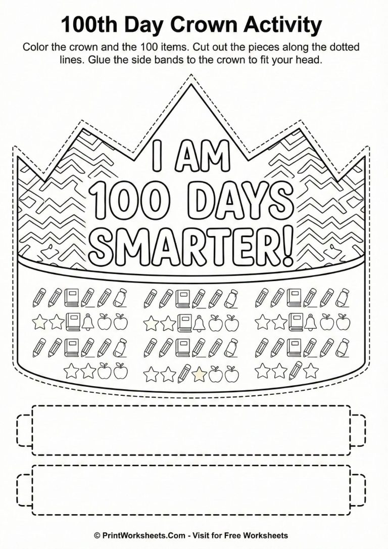 I am 100 days smarter printable hat craft for kids