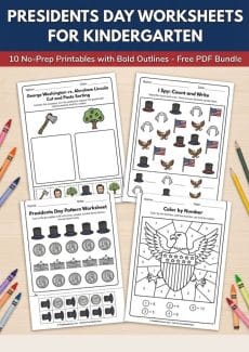 Presidents Day Worksheets Worksheet - Presidents Day Worksheets for Kindergarten: 10 No-Prep Printables with Bold Outlines | Free Printable