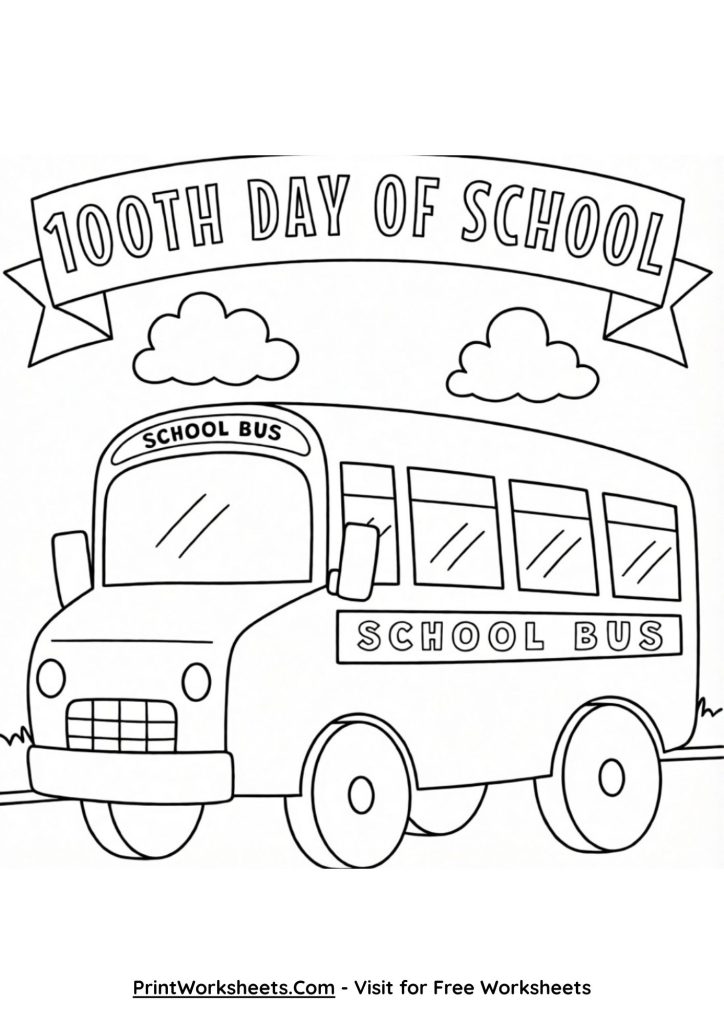 100th Day of School Coloring Pages Free Printable PDF Bundle