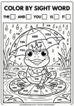 spring color by sight word worksheet
