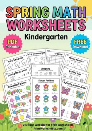 Spring Math Worksheets for Kindergarten Printable PDF Free