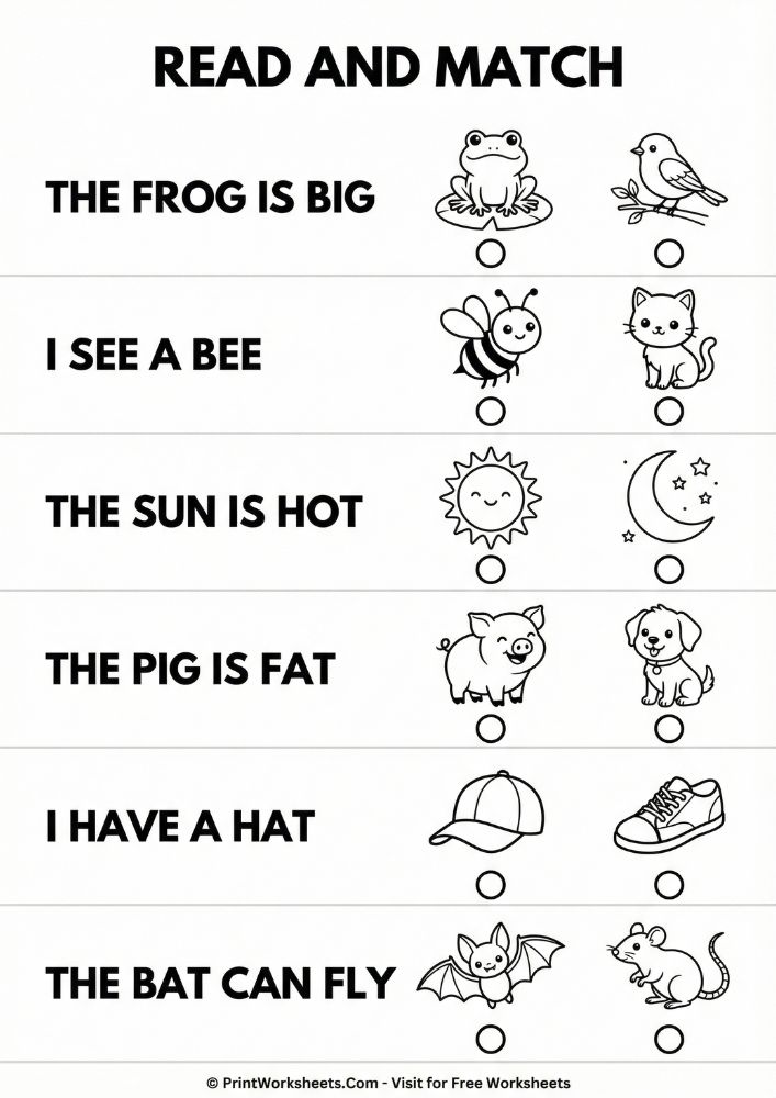 spring read and match worksheet