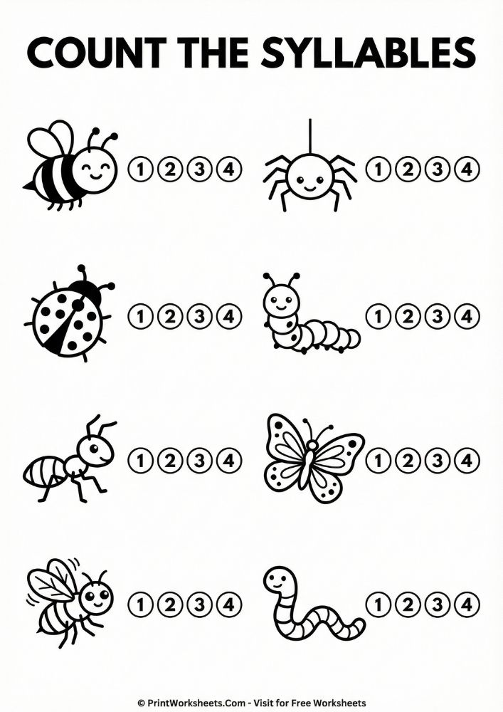 spring syllable count worksheet