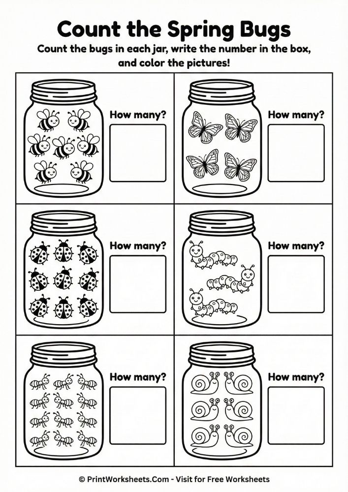 spring-worksheet-math-count-bugs-1 Basic counting and number formation (1-10) using engaging spring visuals.