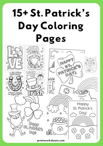 St. Patrick’s Day Coloring Pages for Kindergarten (Free Printable)