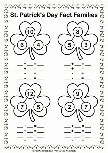 St. Patrick’s Day Math Worksheets for 1st Grade PDF Bundle