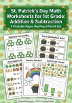 st. patricks day math worksheets for 1st grade addition and subtracition printable
