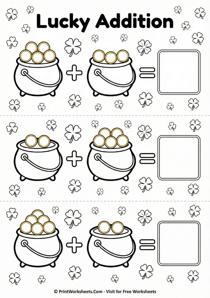 st. patricks day lucky addition pot of gold ten frames