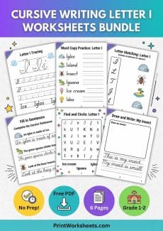 Cursive Writing Worksheet - Free Cursive Letter I Worksheet – Uppercase & Lowercase Practice PDF | Free Printable