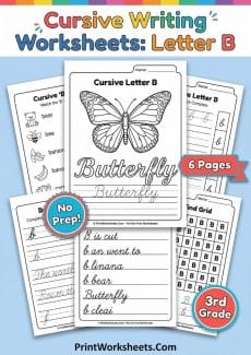 Cursive Writing Worksheet - Free Cursive Letter B Worksheet – Uppercase & Lowercase Practice PDF | Free Printable