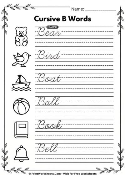 Cursive Letter B Worksheet.pdf Cursive Letter B Worksheet Free Printable | PrintWorksheets