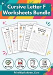 cursive letter f letter worksheets