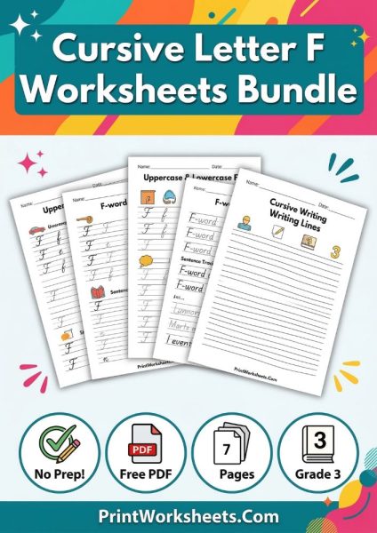 Free Cursive Letter F Worksheet – Uppercase & Lowercase Practice PDF