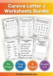 cursive letter j worksheets pdf bundle