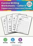 Cursive word tracing letter d worksheet free printable 3rd grade