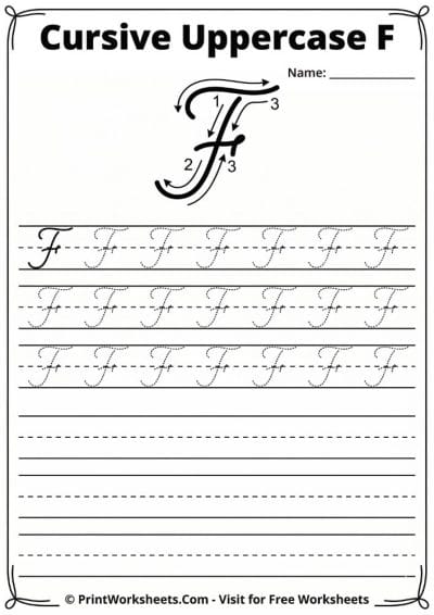 F Cursive Script Cursive Letter F Worksheet Free Printable | PrintWorksheets