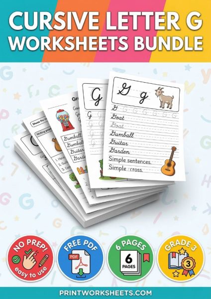 Free Cursive Letter G Worksheet – Uppercase & Lowercase Practice PDF
