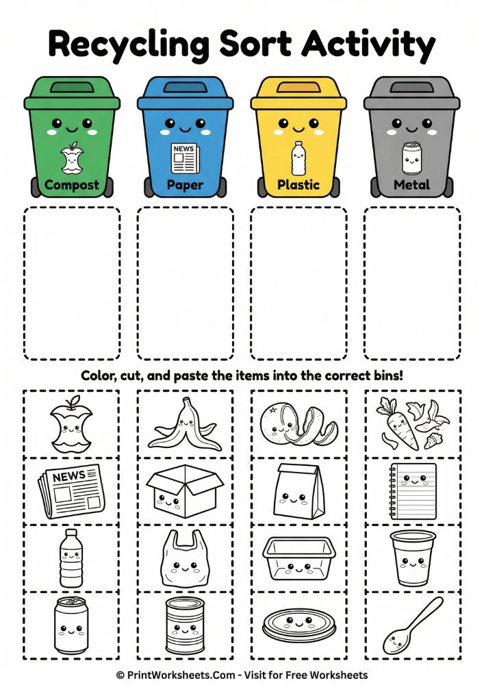 earth day recycling worksheets 1