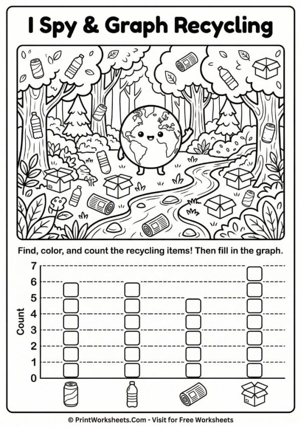 Free K-2 Earth Day Recycling Worksheets Printable PDF