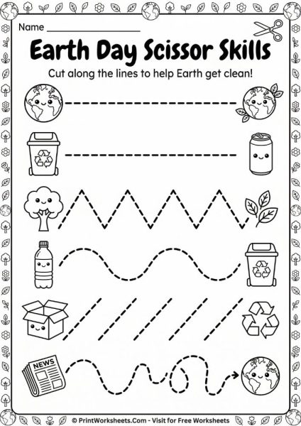 Free K-2 Earth Day Recycling Worksheets Printable PDF