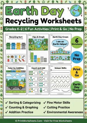 Free Earth Day Tracing Worksheets for Preschool PDF