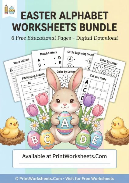 Easter Alphabet Worksheets Preschool Free Printable PDF