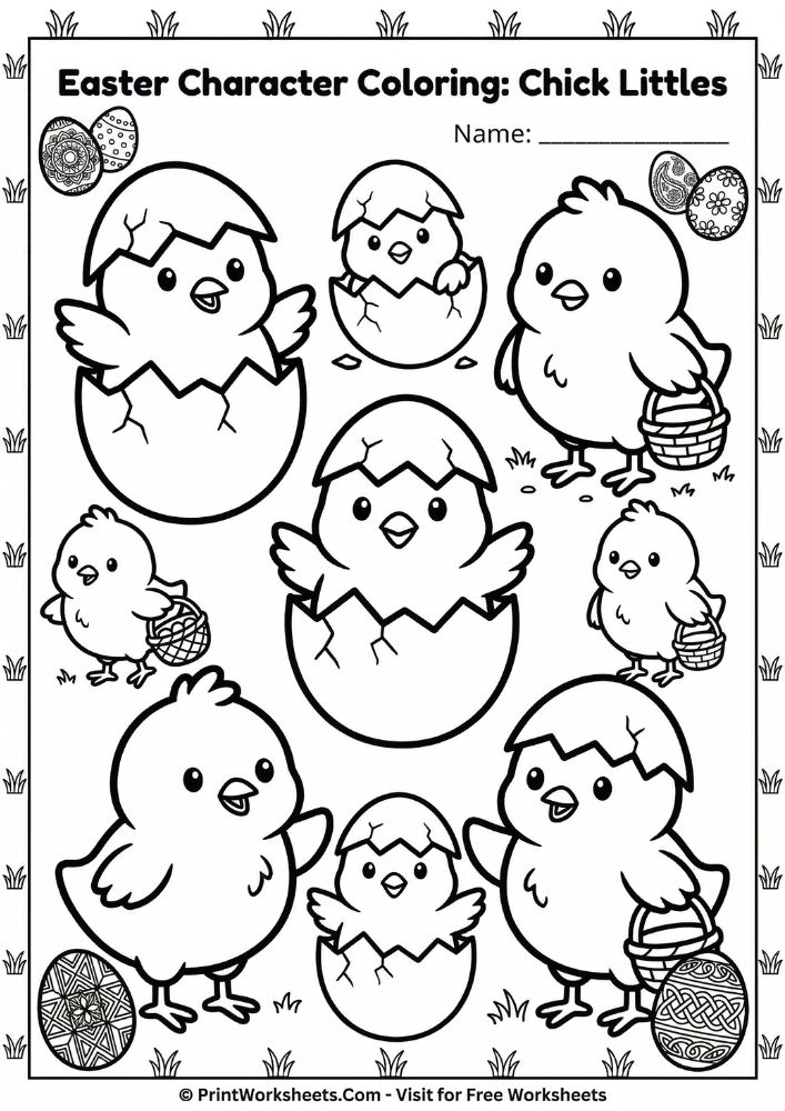 Easter character coloring pages kindergarten free printable pdf worksheet