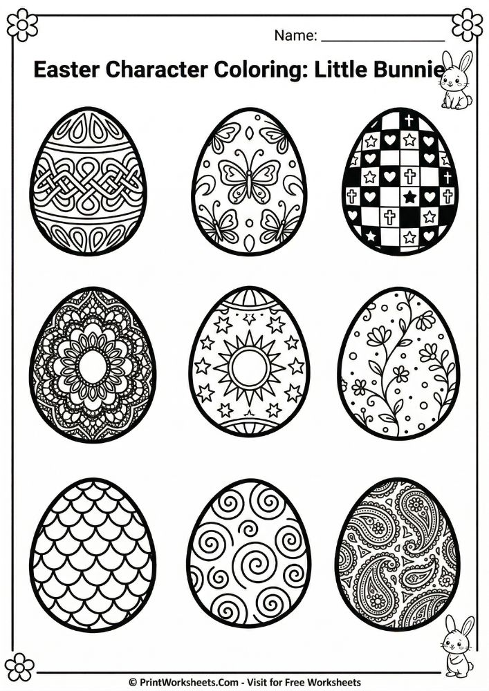 Easter bunny coloring pages for kindergarten free printable pdf