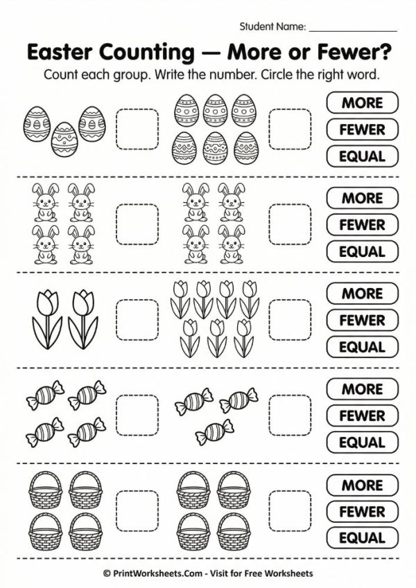 Easter Counting Worksheets Kindergarten Free | PrintWorksheets