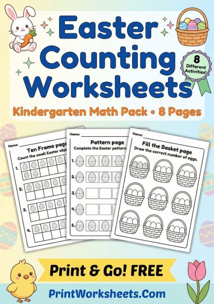Easter Counting Worksheets Kindergarten Free – Printable Math PDF