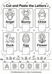 Easter cut and paste letter match worksheet preschool angel bunny chick duck egg flower beginning sounds printable