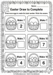 easter math draw and complete worksheet 1st 2nd grade free printable - draw to make number