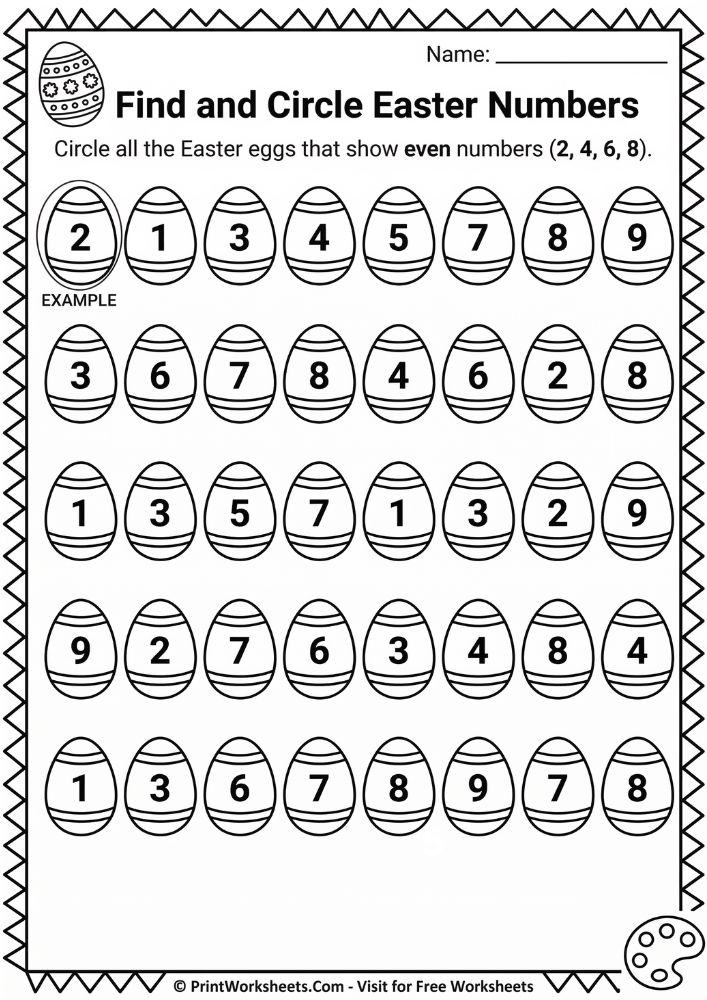 easter math find and circle worksheet 1st 2nd grade free printable - number pattern recognition