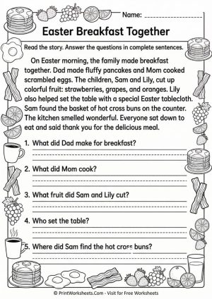 Easter Reading Comprehension Grade 3 Free – 8 Pages