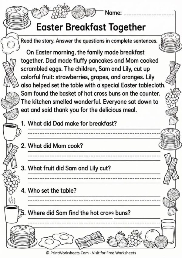 Easter Reading Comprehension Grade 3 Free – 8 Pages