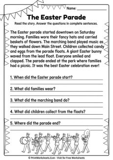 Easter Reading Comprehension Grade 3 Free – 8 Pages