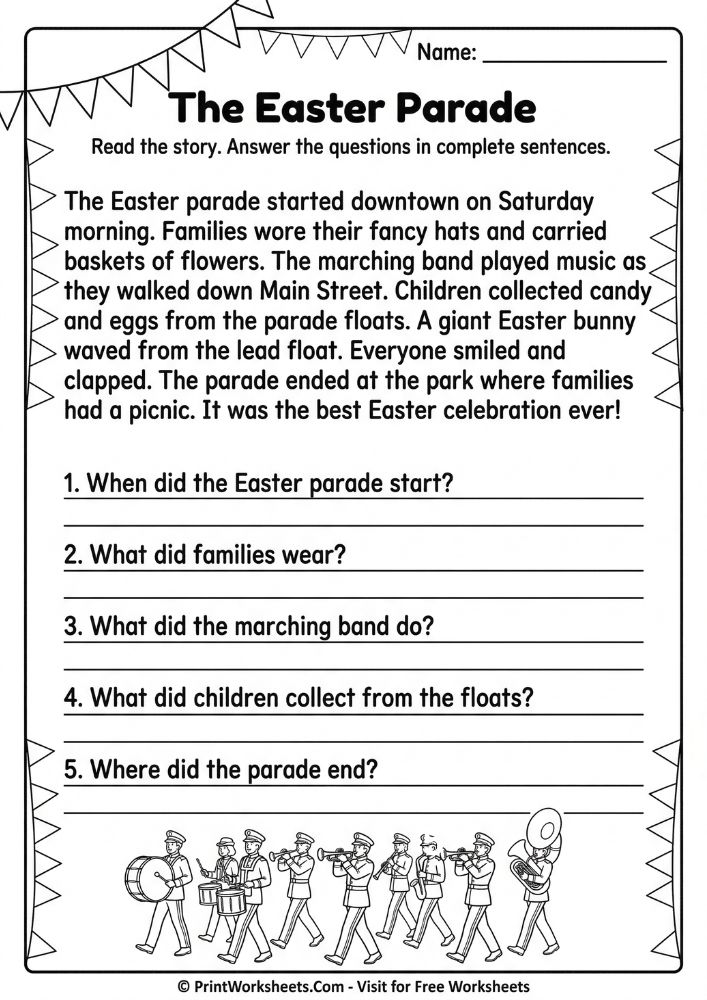 easter reading fill in blank worksheet 2nd 3rd grade free printable - vocabulary cloze passage